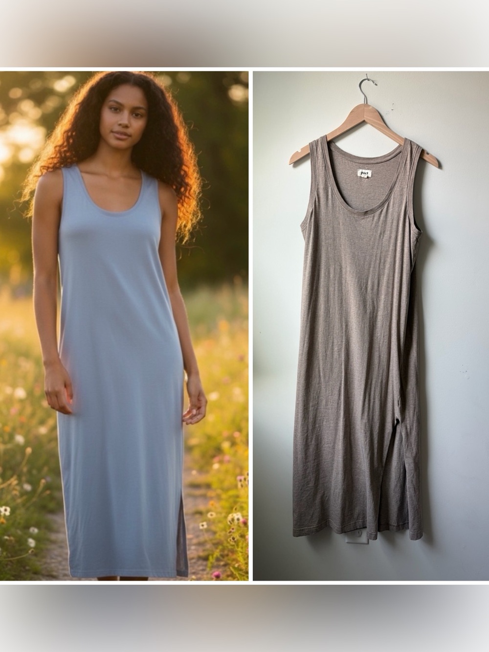 Pact Sleeveless Maxi Tank Dress - Taupe
